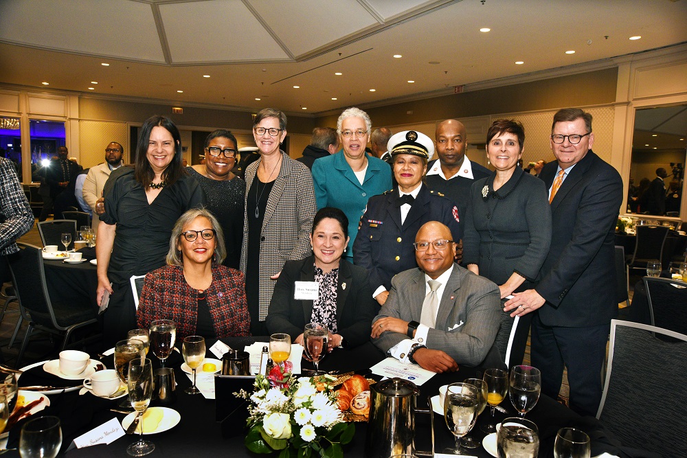 Back row, left to right: Cynthia Yazdi; Evelyn Holmes; Amy Eshleman; Toni Preckwinkle; Annette Nance-Holt; Darryl Johnson; Monica Mueller; and Laurence Msall. Front row, left to right: Robin Kelly; Susana A. Mendoza; and Donovan Pepper.